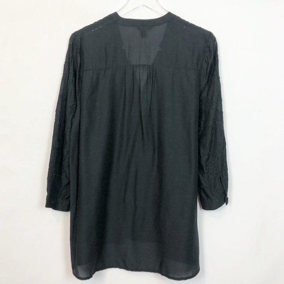 Lucky Brand Black Embroidered Cotton Tunic Large - Picture 2 of 8